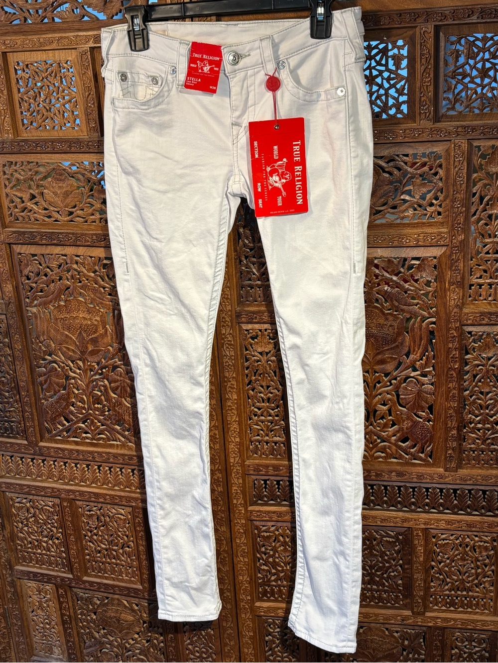NWT True Religion Women's White Skinny Jeans Stella Mexico